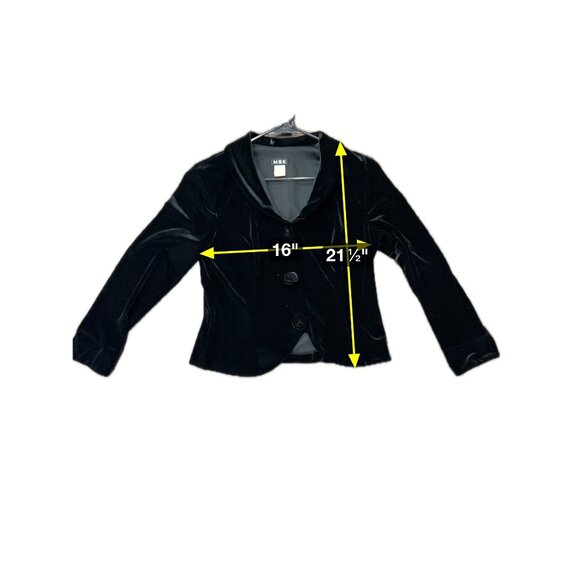 MSK Black Velvet Button-Up Jacket With Shawl Collar Women’s Size L - Picture 8 of 9
